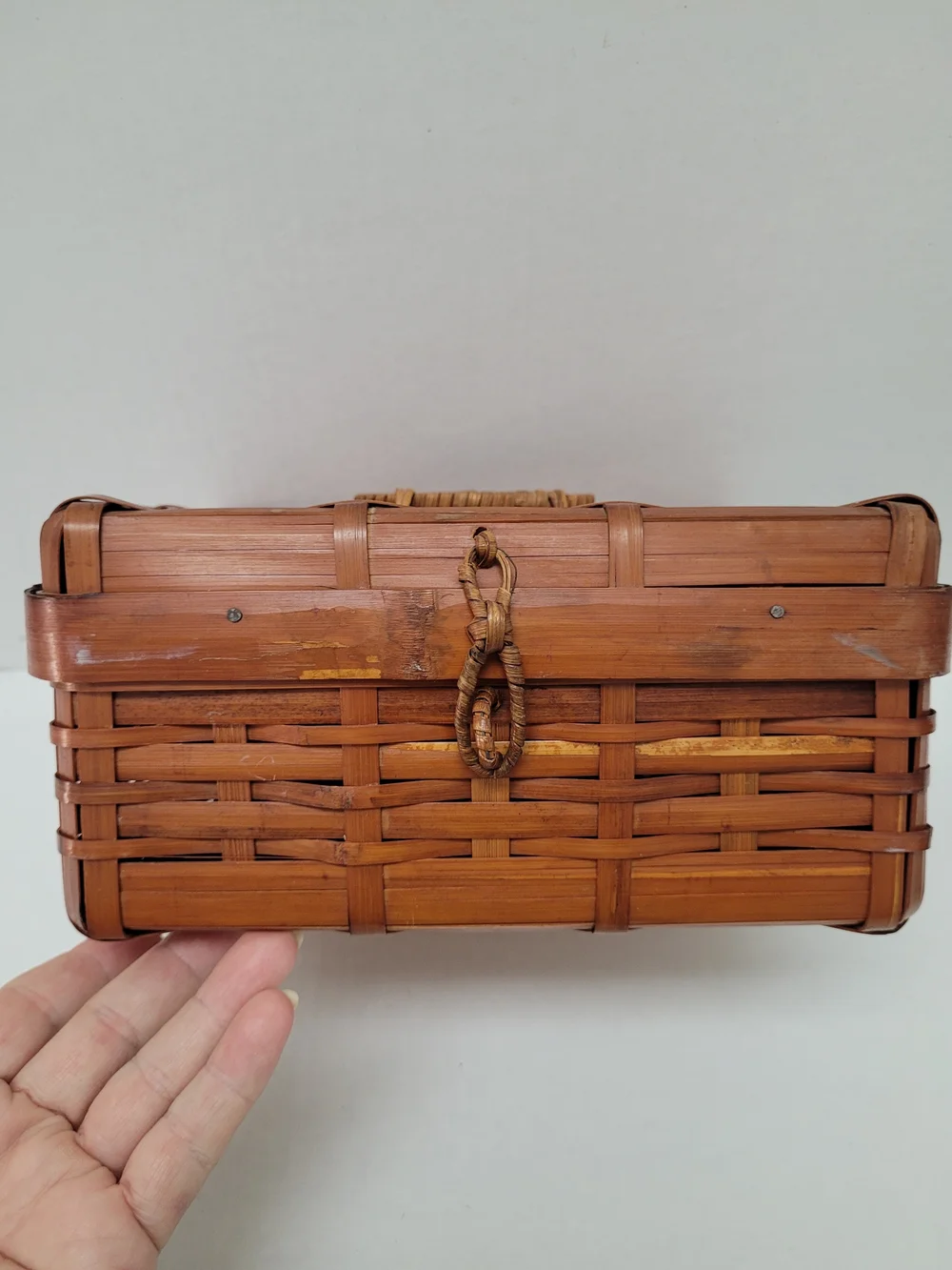 VTG Japanese SKALNY Handwoven Bamboo Sewing/Storage Box With Lid